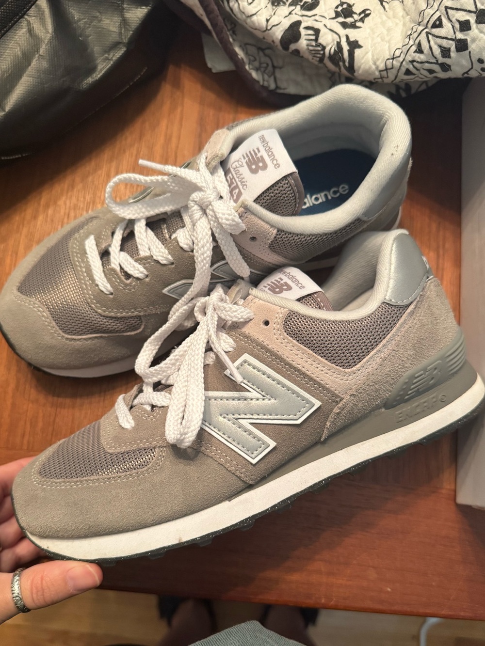 New Balance Women's Gray and White Classic Lace-Up Sneakers
